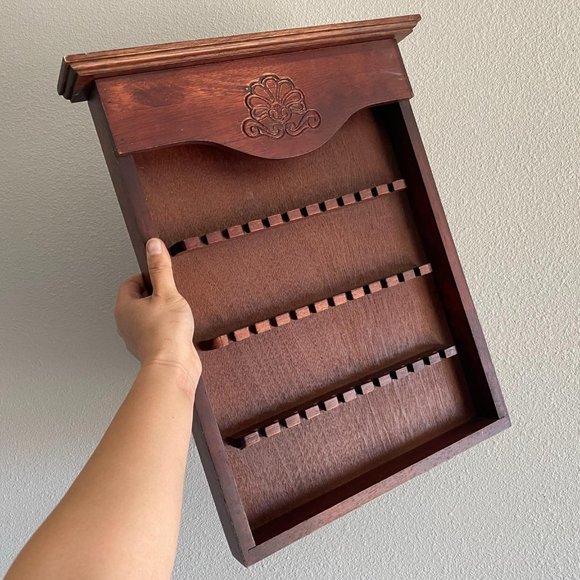 Vintage Carved Wooden 33 Spoon Collection Display